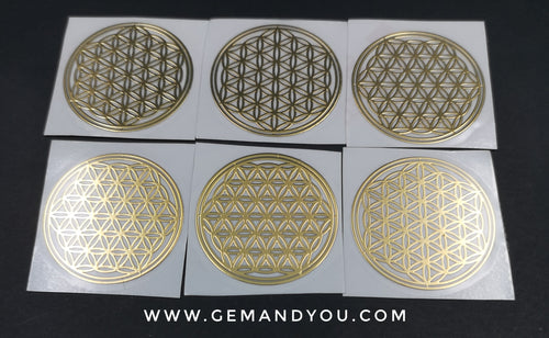 Flower Of Life Copper Metallic Stickers 6ps/Set 35mm