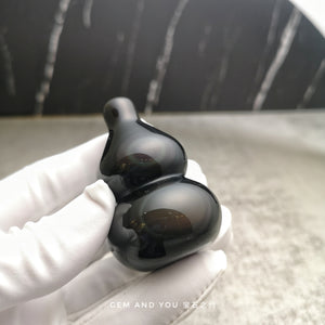 Natural Rainbow Obsidian Carving Gourd(Wu Lou) 60mm*39mm