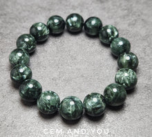 Load image into Gallery viewer, Seraphinite Bracelet 14mm 绿龙晶手链14mm