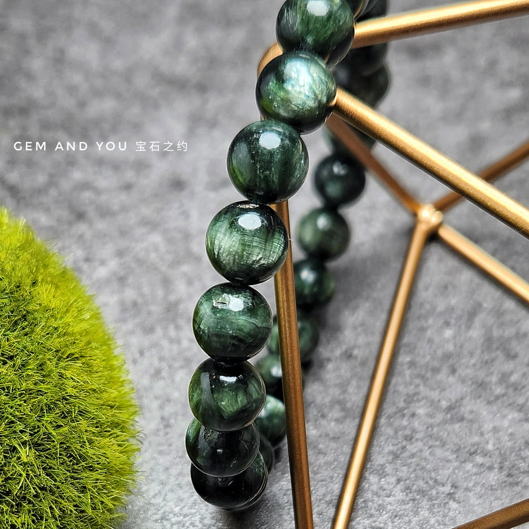 Seraphinite Bracelet 9mm 绿龙晶手链9mm