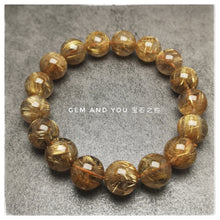 Load image into Gallery viewer, Gold Rutilated Quartz gold rutile bracelet AAA 13mm钛晶手链（金发晶手链）