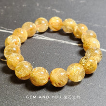 Load image into Gallery viewer, Gold Rutile Gold Rutilated Quartz 12mm Bracelet 钛晶（发晶）手链