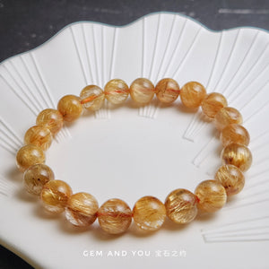 Gold Rutile/Gold Rutilated Quartz bracelet 9mm