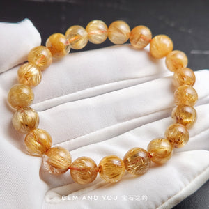 Gold Rutile/Gold Rutilated Quartz bracelet 9mm