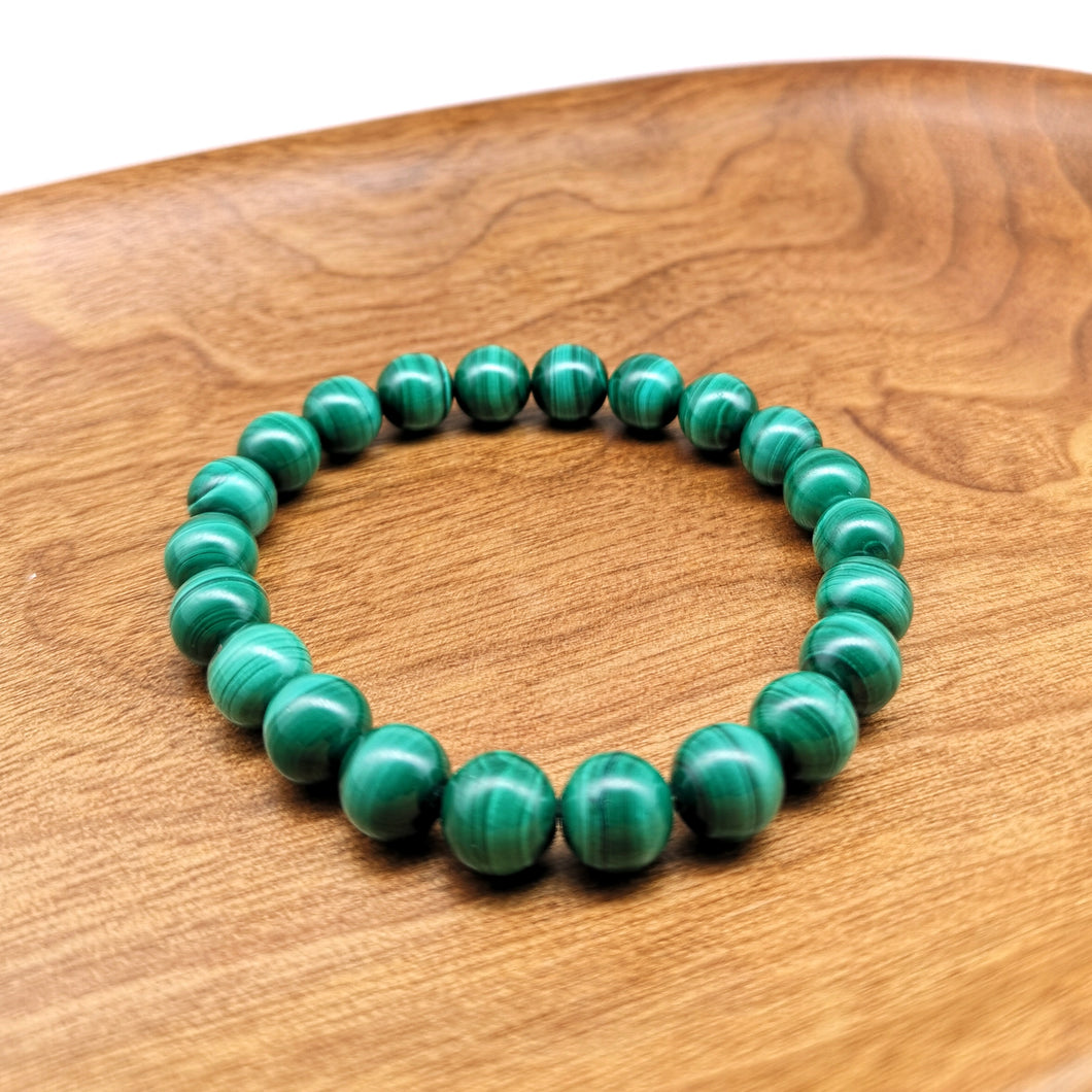 孔雀石圆手链 8 毫米