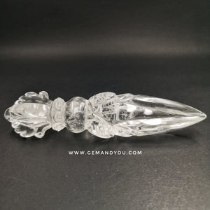 白水晶雕刻-Purpa-普巴金刚杵-132mm*28mm*28mm*28mm-能量强大-镇宅-辟邪-雕工好-密宗法器