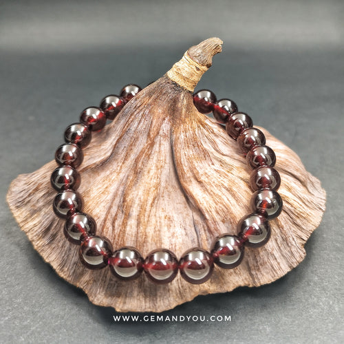 红色石榴石手链，8毫米