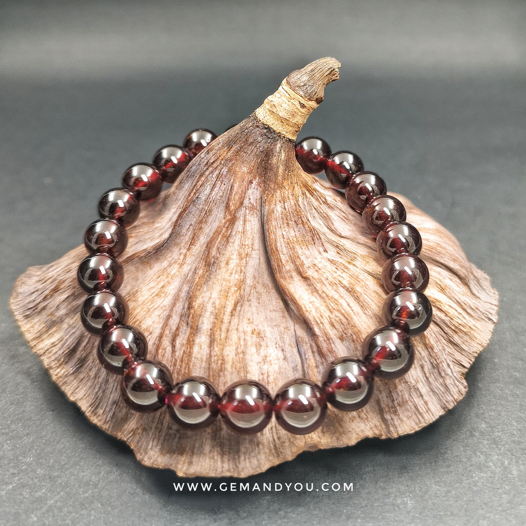 红色石榴石手链，8毫米