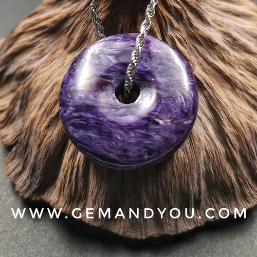 Charoite 紫龙晶 平安扣 吊坠30mm*9mm