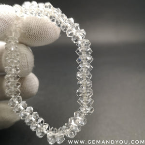 白水晶（切割面）手链，8毫米 弹性 手链
