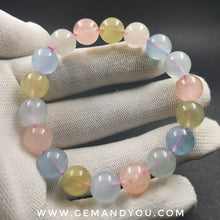 Load image into Gallery viewer, Aquamarine+Morganite Bracelet 11mm