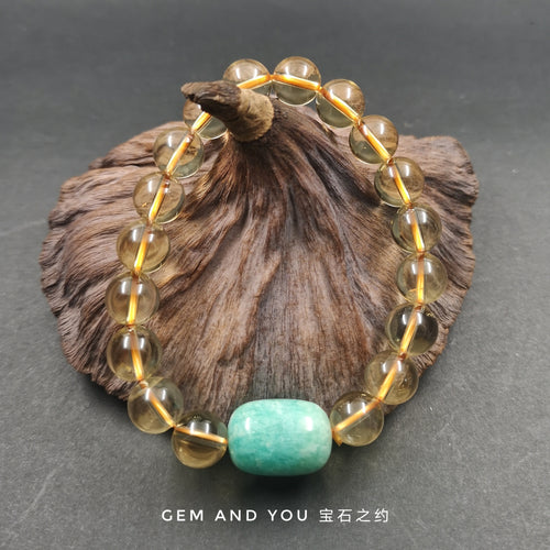 Citrine(10mm)+Amazonite Bracelet