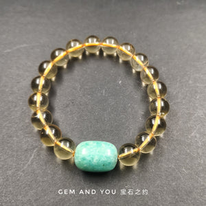 Citrine(10mm)+Amazonite Bracelet