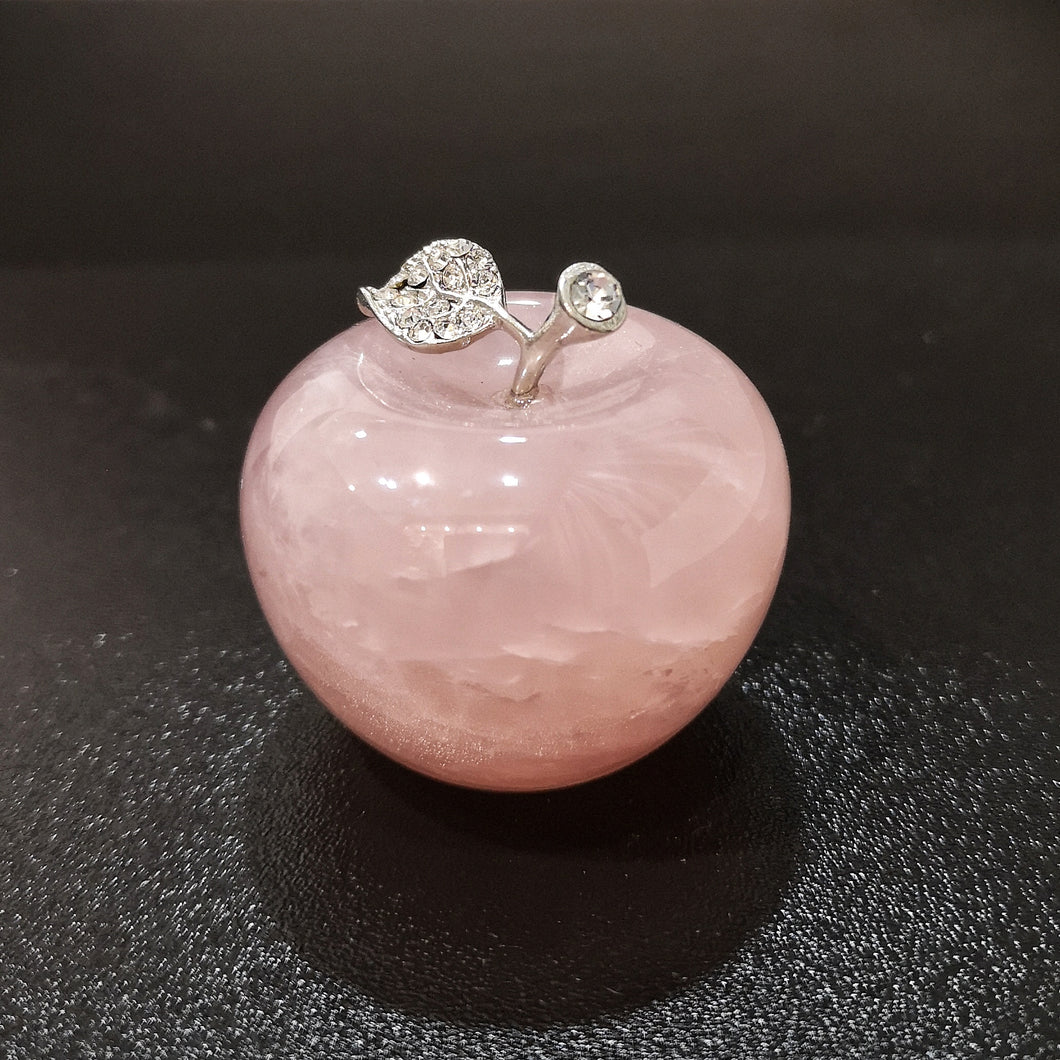 Rose Quartz Apple Carving 45mm*42mm
