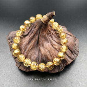 Gold Rutile Gold Rutilated Quartz 钛晶Bracelet 8mm