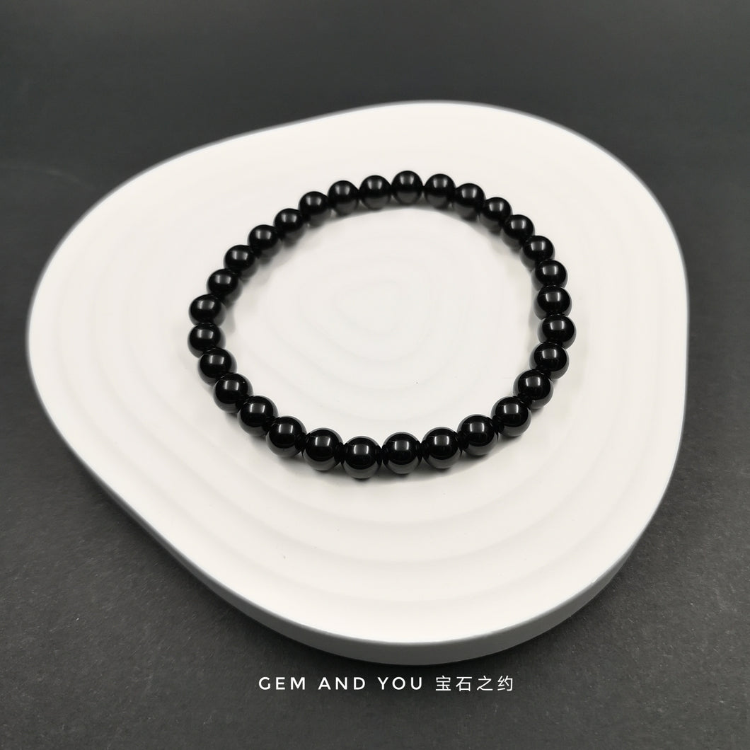 Black Tourmaline Bracelet 6mm Round