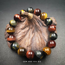 Load image into Gallery viewer, Natural Tricolour Tiger Eye Bracelet 12mm