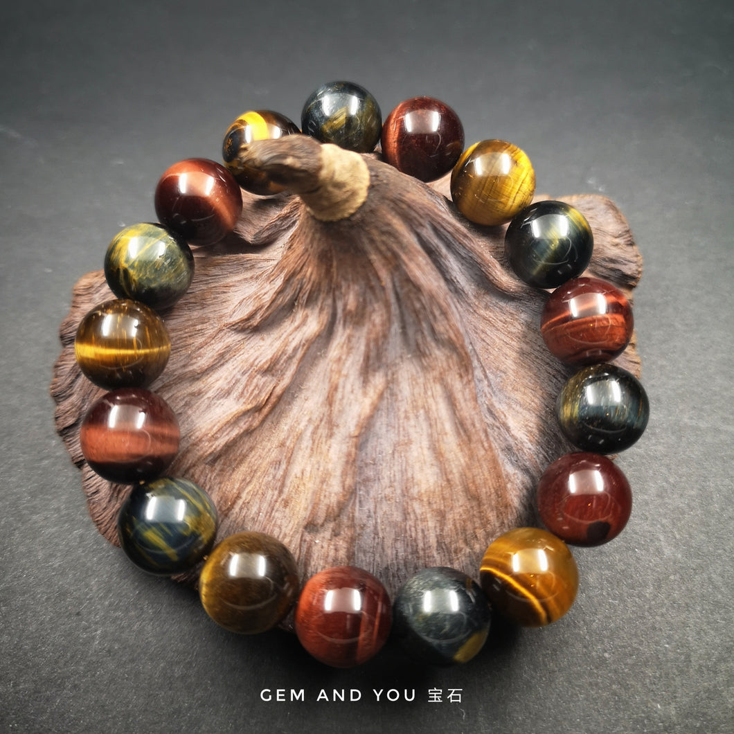 Natural Tricolour Tiger Eye Bracelet 12mm