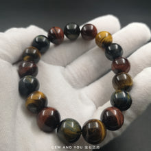 Load image into Gallery viewer, Natural Tricolour Tiger Eye Bracelet 12mm
