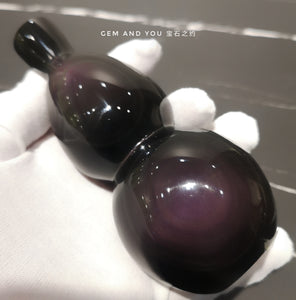 Natural Rainbow Obsidian Carving Gourd(Wu Lou)130mm*50mm
