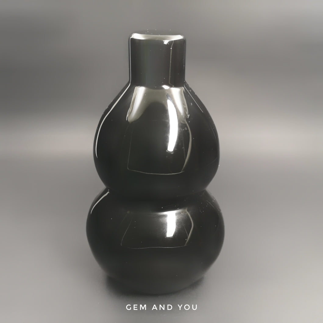Black Obsidian (Rainnow) Carving-WU LOU-Gourd- 110mm*55mm