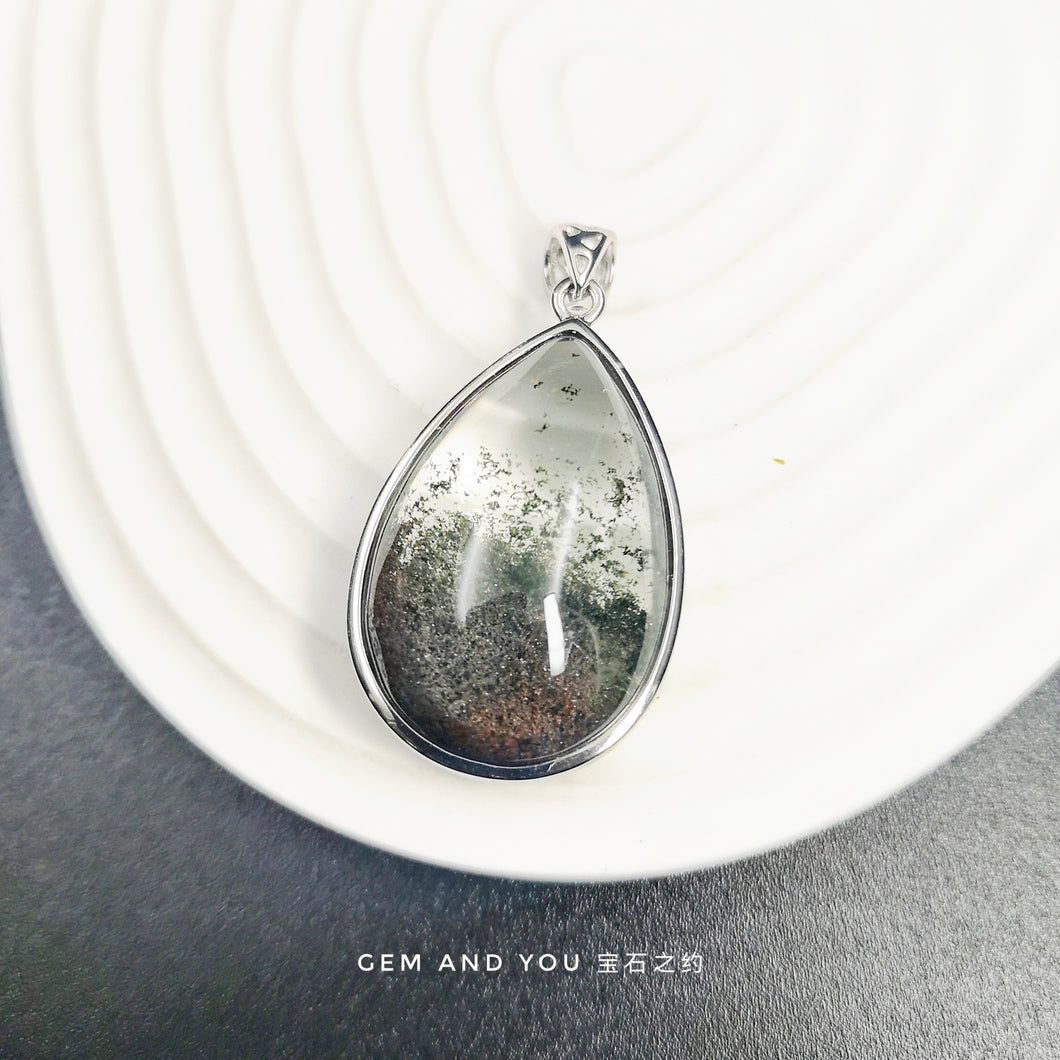 Green phantom quartz pendant 36mm*22mm*12mm