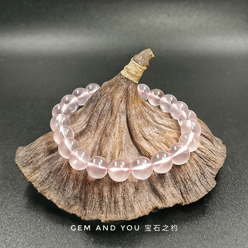 Icy Rose Quartz Bracelet 8.5mm 冰种粉晶手链