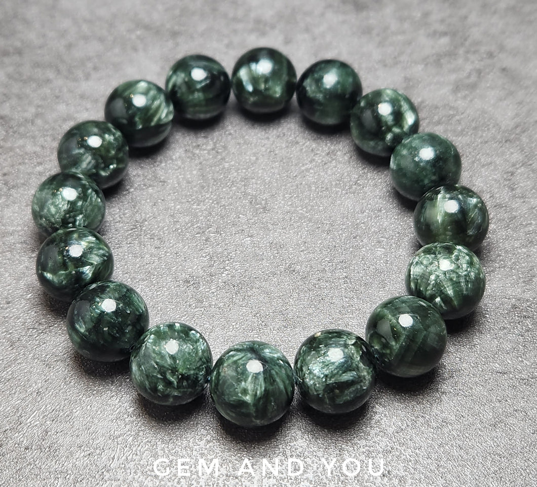 Seraphinite Bracelet 14mm 绿龙晶手链14mm