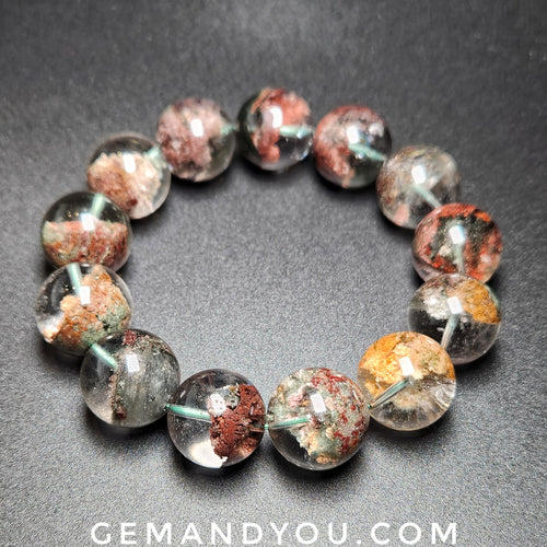 Multi Colour Phantom Quartz Bracelet 18-19mm 彩幽灵水晶手链18-19mm