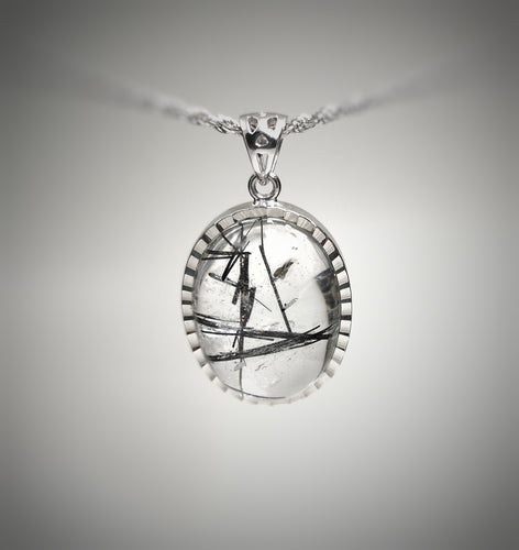Black Rutile Quartz Pendant 28mm*21mm*11mm
