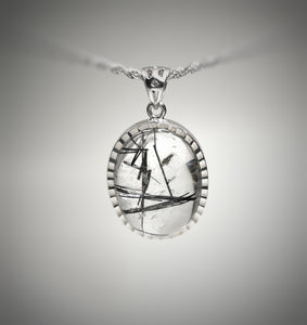 Black Rutile Quartz Pendant 28mm*21mm*11mm