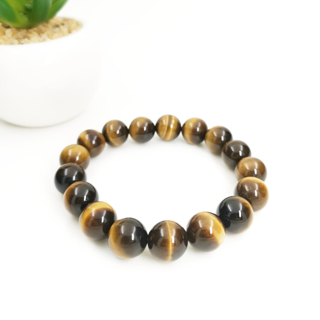 yellow tiger eye bracelet 12mm round