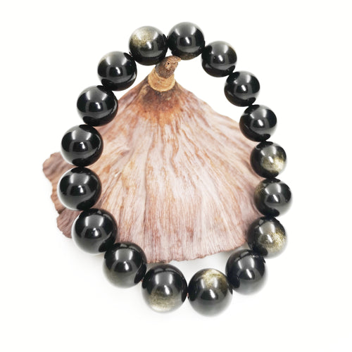 Gold Sheen Obsidian Bracelet 12mm