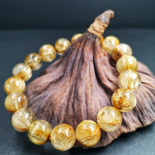 Load image into Gallery viewer, Gold Rutile Gold Rutilated Quartz 钛晶Power Bracelet 12mm
