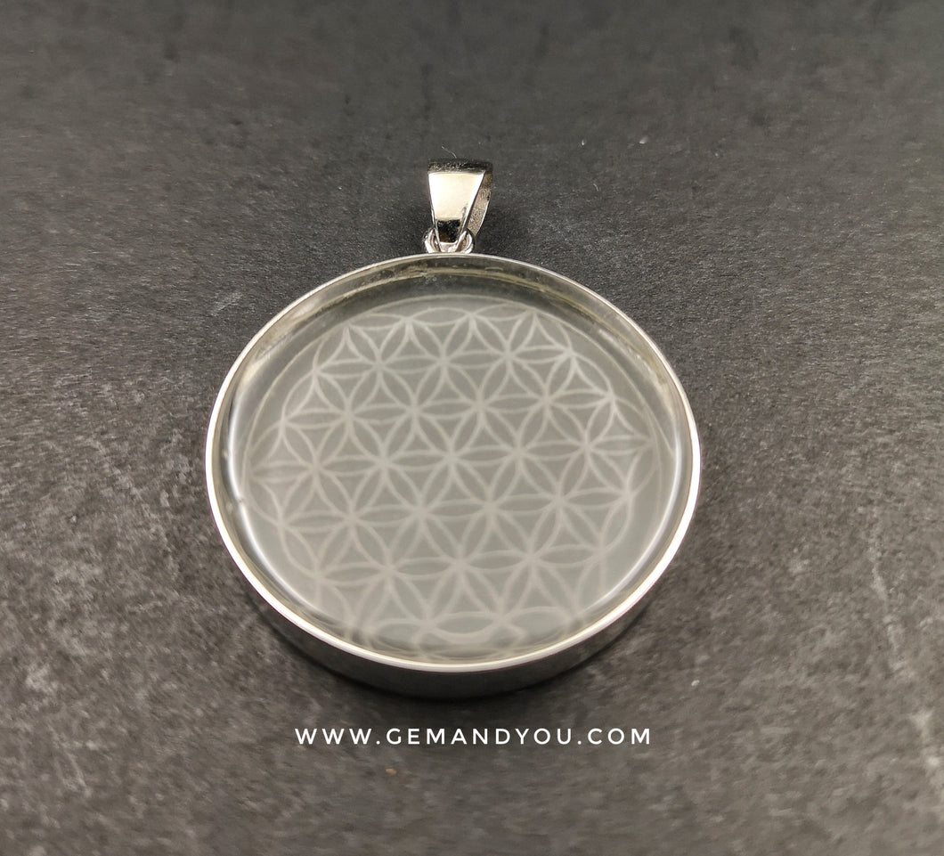 Flower of life clear quartz pendant 30mm
