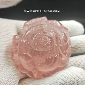 Rose Quartz Carving Lotus 55mm*52mm*22mm