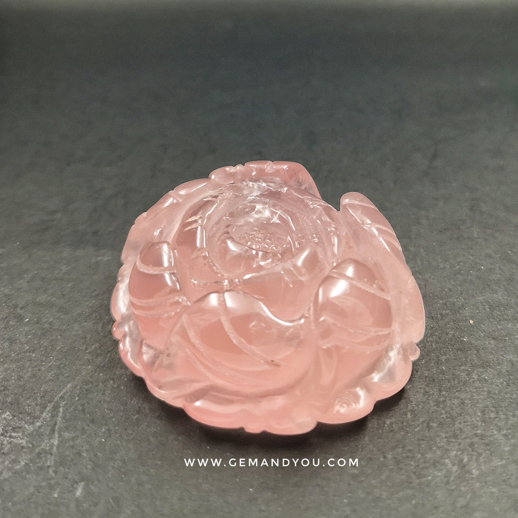 Rose Quartz Carving Lotus 55mm*52mm*22mm