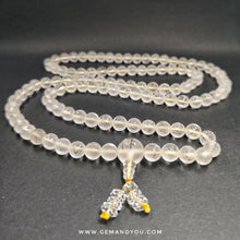 Load image into Gallery viewer, Clear Quartz 9mm Necklace 108 beads with carvings-The Great Compassion Mantra(Ta Pei Chou)