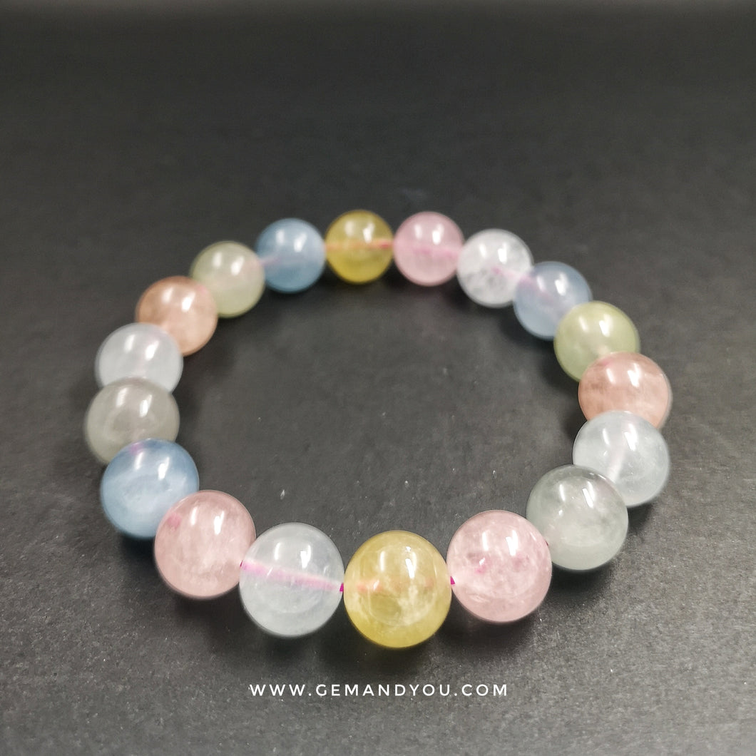 Aquamarine+Morganite Bracelet 12mm