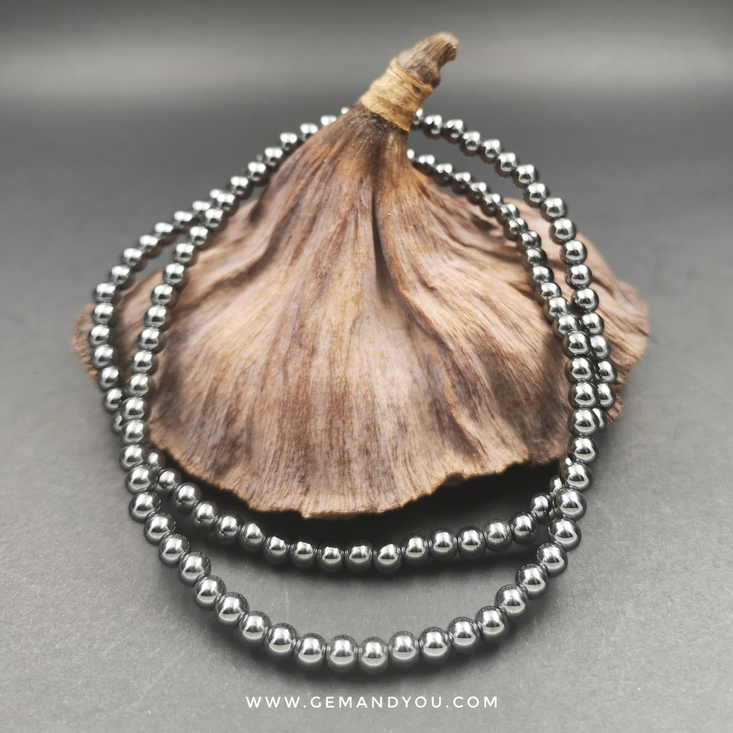 Hematite Necklace 4mm, Elastic, Length~ 46cm,