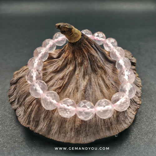 Icy Rose Quartz Bracelet (Faceted) 10mm