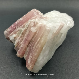 Pink Tourmaline with Quartz 80mm*58mm*54mm Raw Specimen