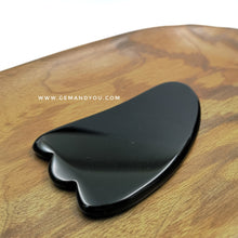 Load image into Gallery viewer, Black Obsidian (carved) Massage Tool (Gua Sha) 97mm*51mm*6mm