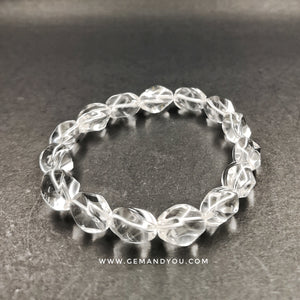 Clear Quartz Twisted Barrel Beads Bracelet 10mm