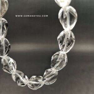 Clear Quartz Twisted Barrel Beads Bracelet 10mm