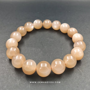 Peach Moon Stone Bracelet 13mm