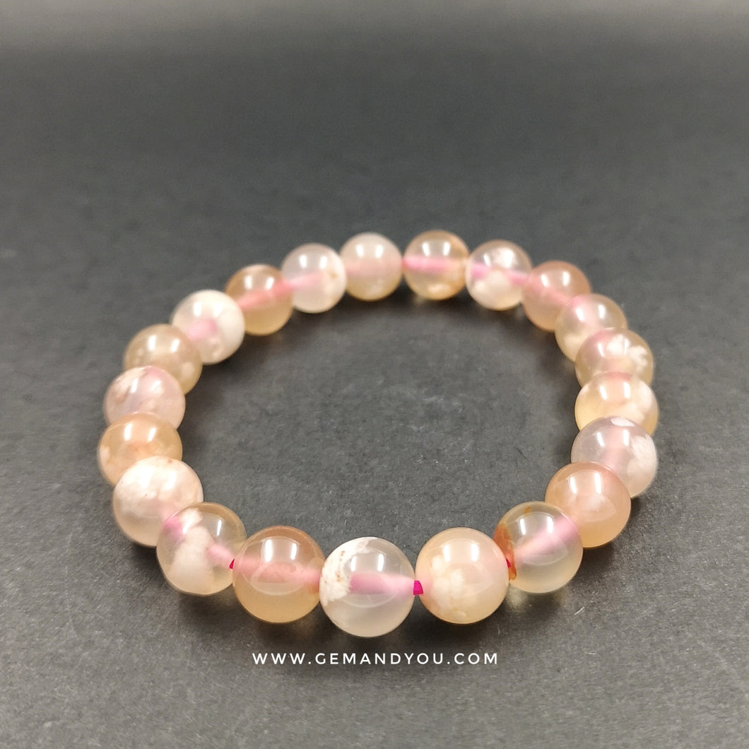 Sakura Agate/Flower Agate Bracelet 9mm