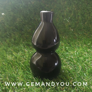 Black Obsidian (Rainnow) Carving-WU LOU-Gourd- 83mm*40mm