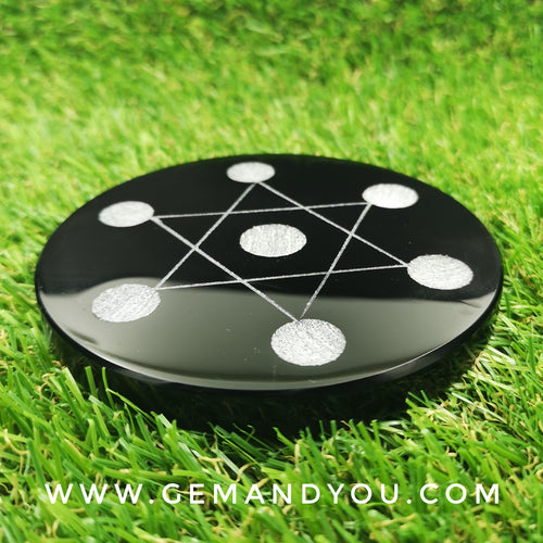 Black Obsidian-Star of David Plate -100mm