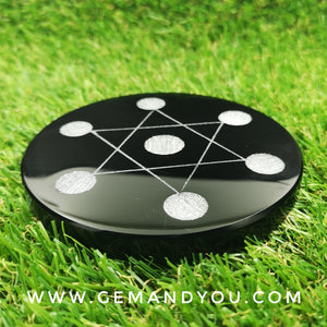 Black Obsidian-Star of David Plate -100mm